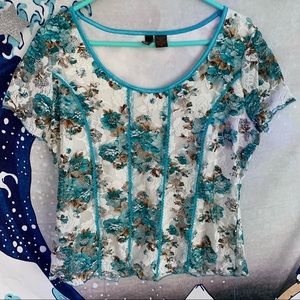 floral top with corset details